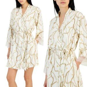 INC INTERNATIONAL CONCEPTS Lace-trim Stretch Satin Robe Celia Chain